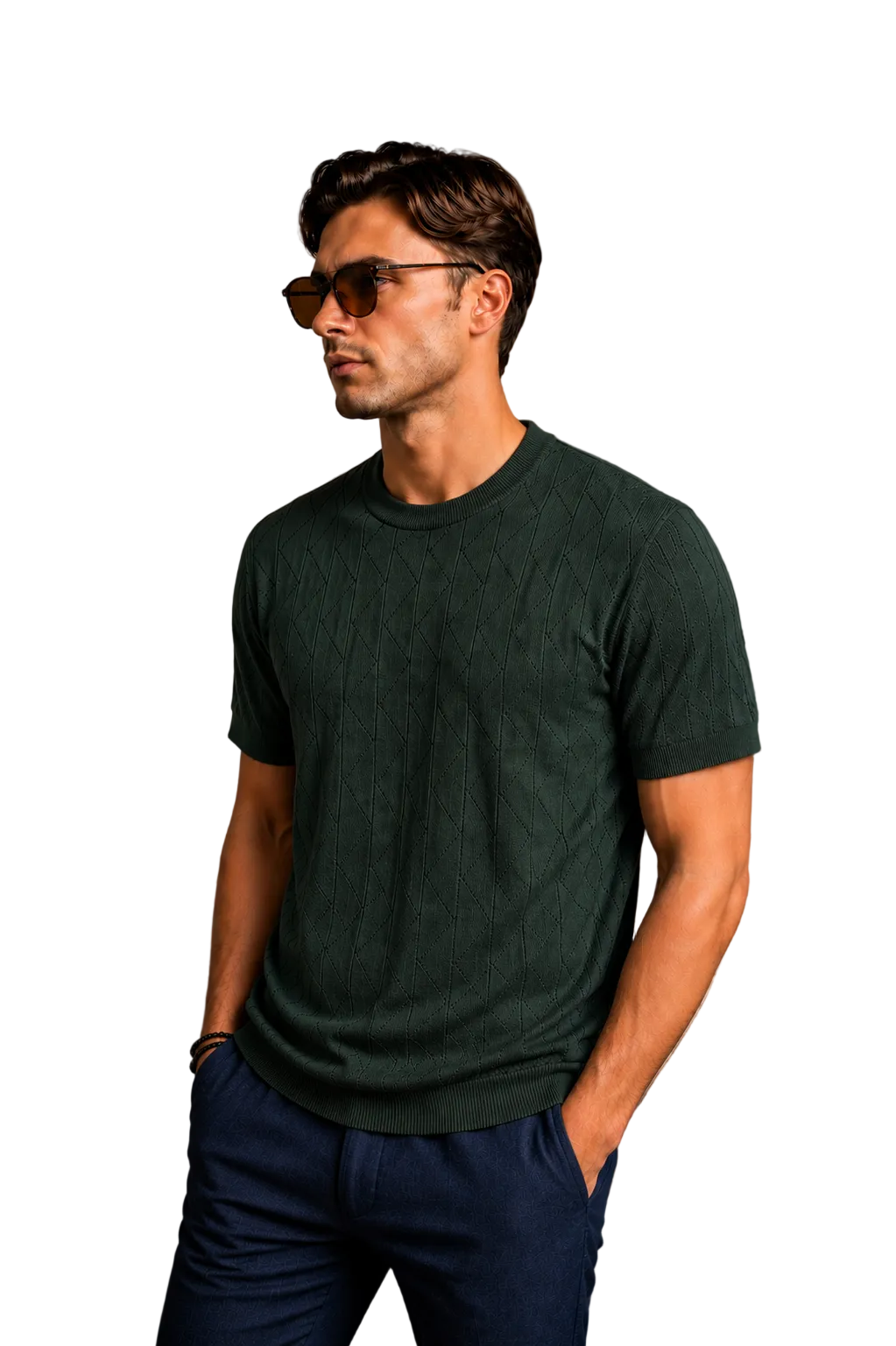 Men's S/S Round Neck Fancy Knit Sweater
