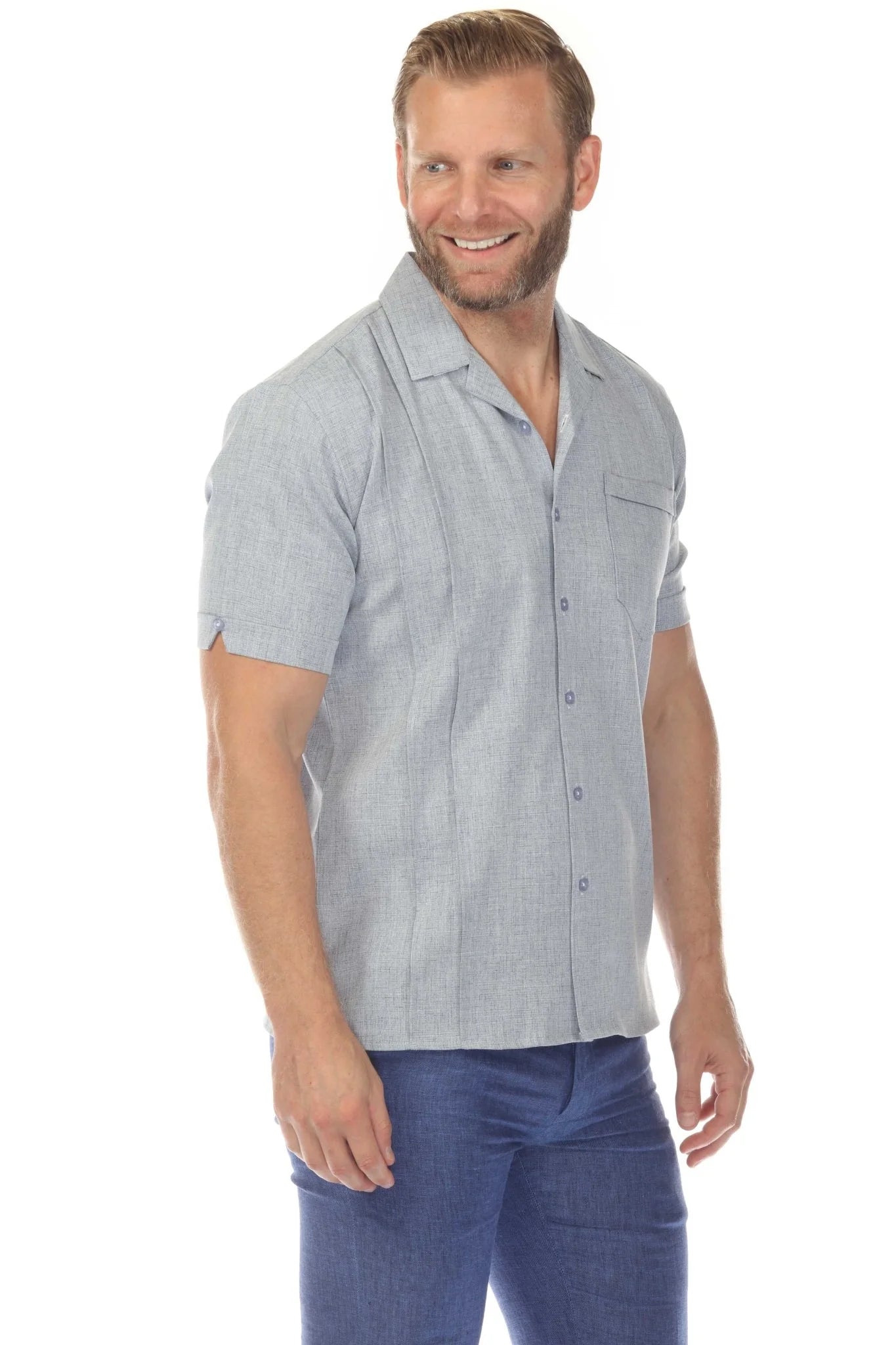 Men's S/S One Pocket Retro Shirt with Pleating