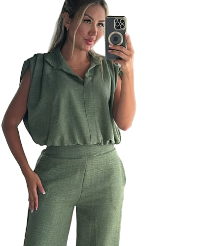 Set Casual con Pantalón Acampanado – Comodidad y Estilo en Uno