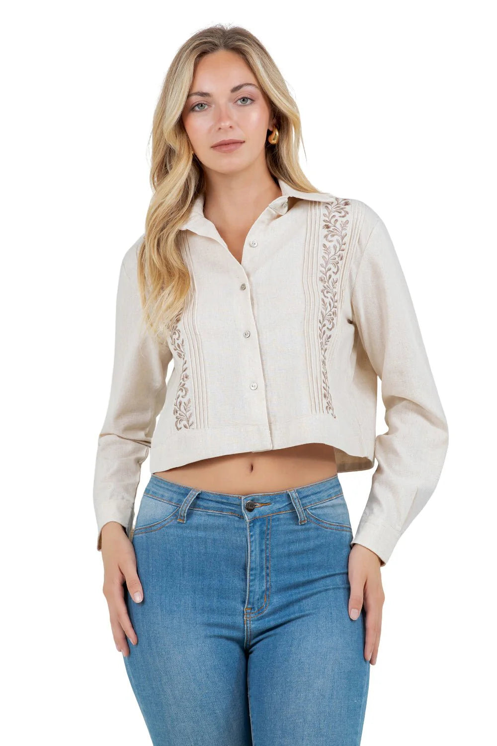 Guayabera Mujer con Bordado Floral