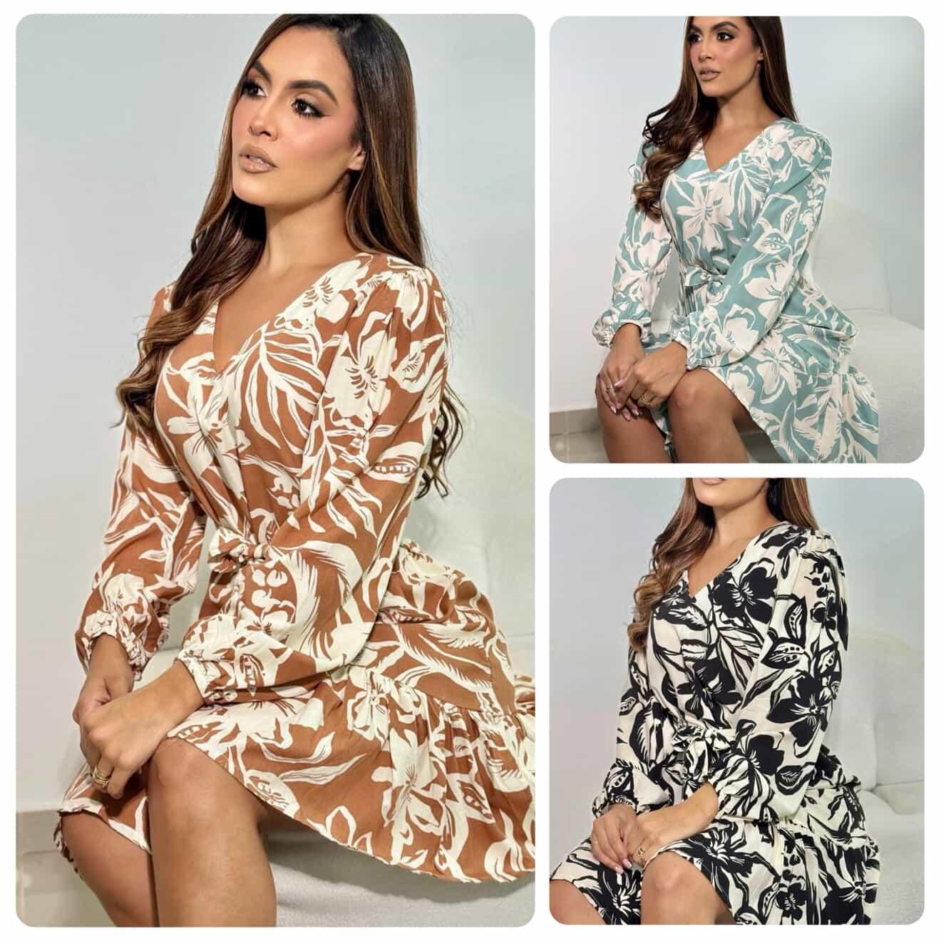 Vestido floral con lazo en la cintura