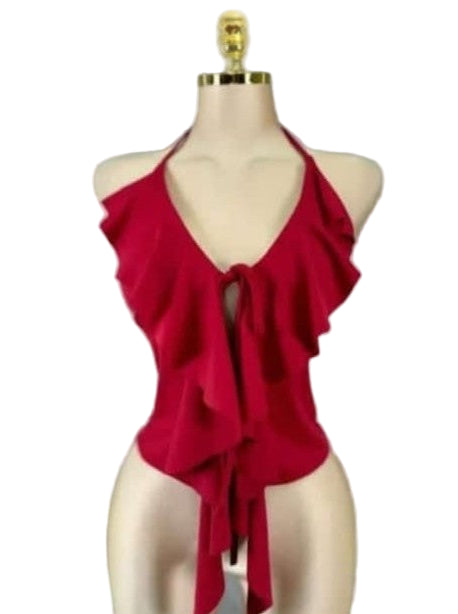 Top Halter Volantes Elegante
