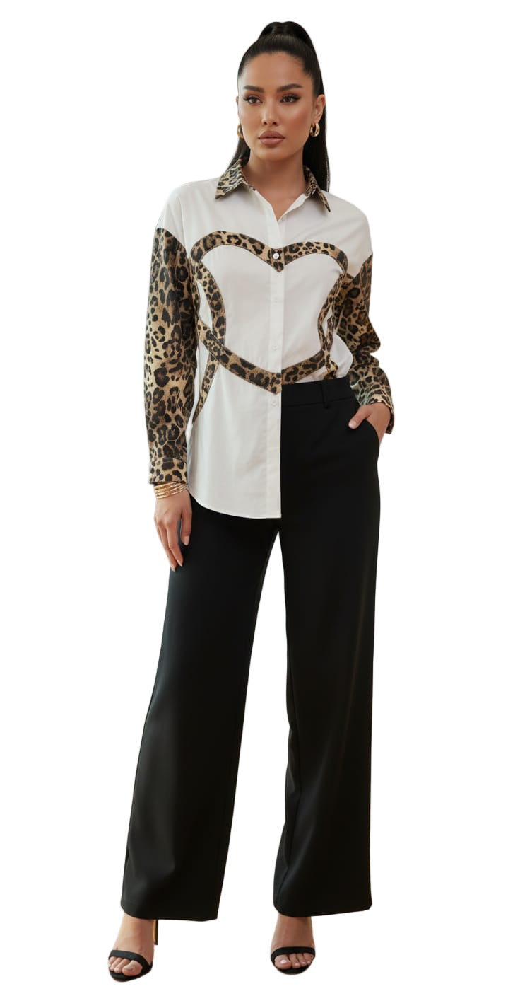 Animal Print Heart Blouse