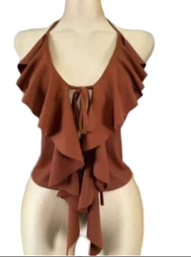 Top Halter Volantes Elegante