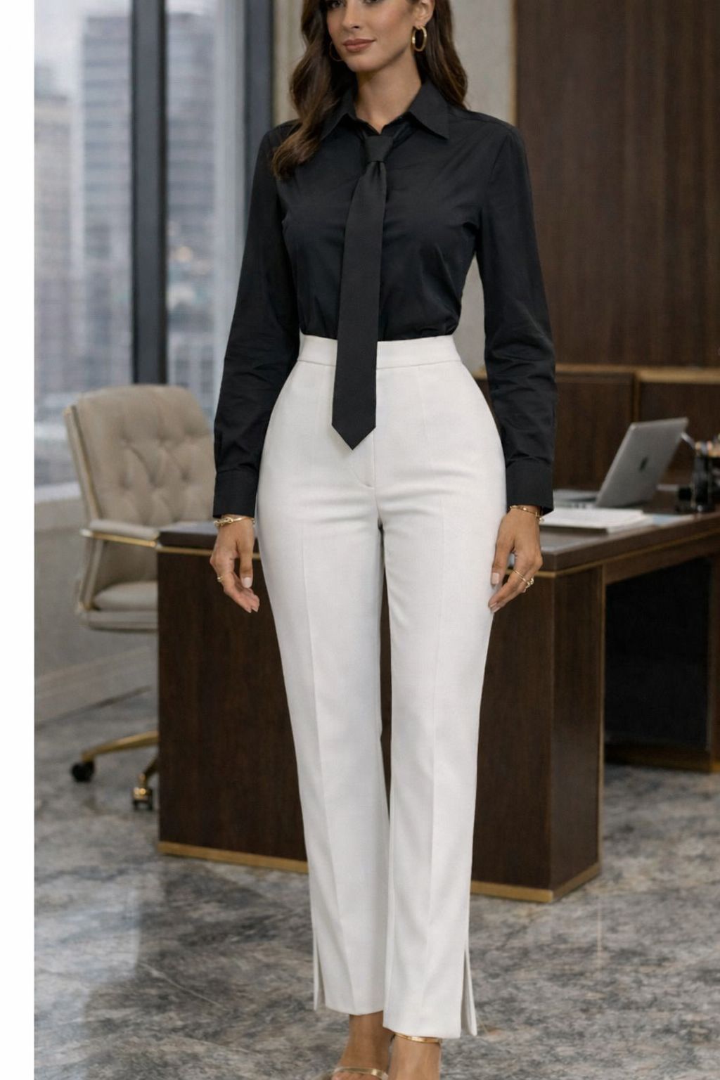 Blusa Negra con Corbata