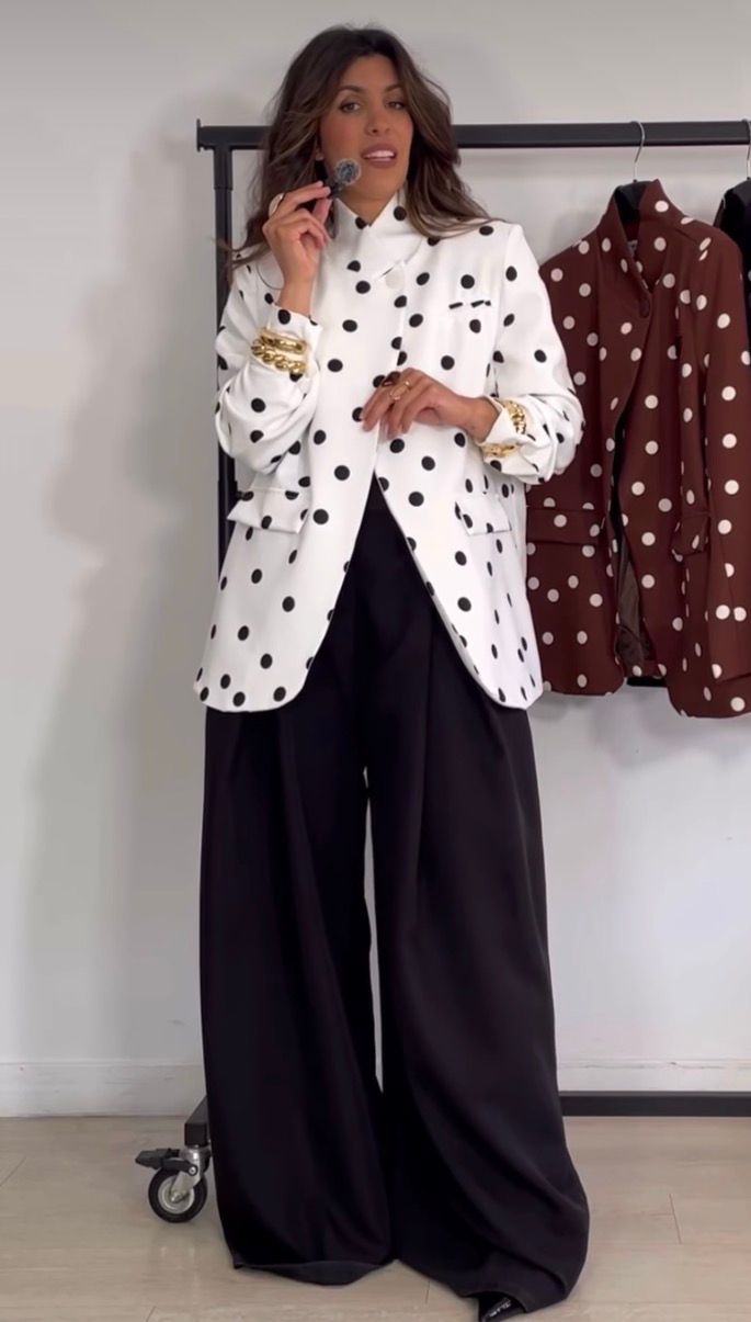 Italian Polka Dot Blazer – White & Black