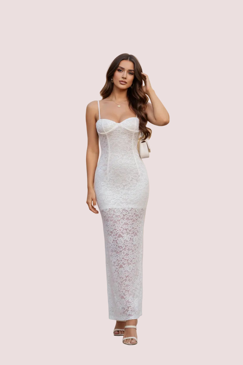Vestido Largo Encaje Blanco