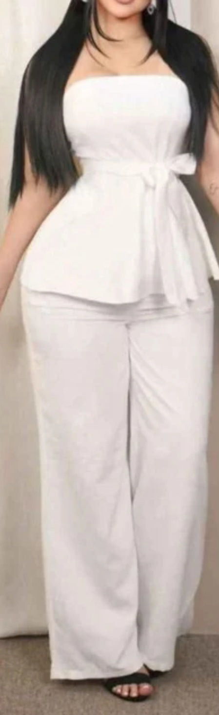 Set Elegant Strap - Top Peplum y Pantalón Elegante