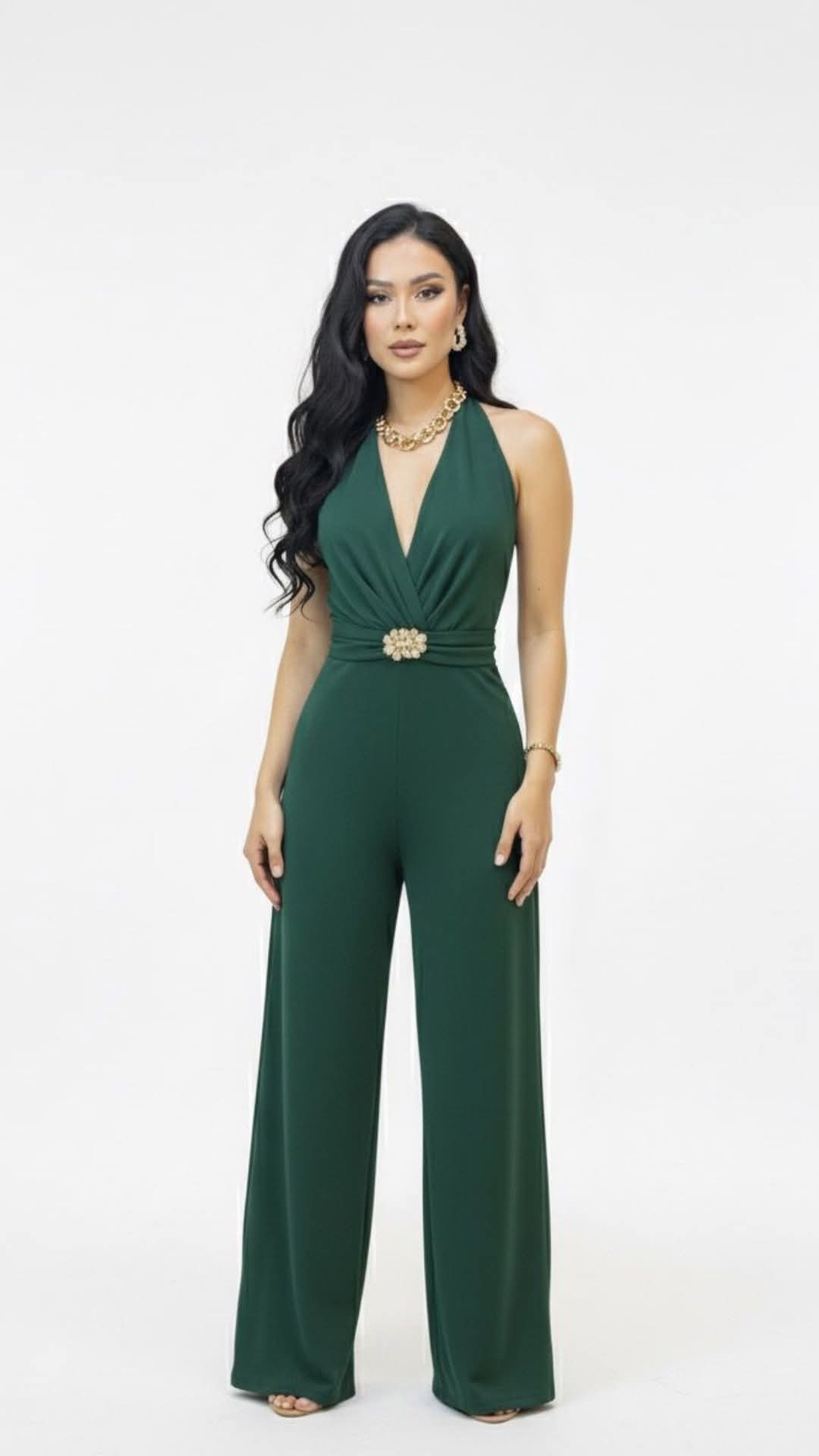 Elegant Green Halter Jumpsuit