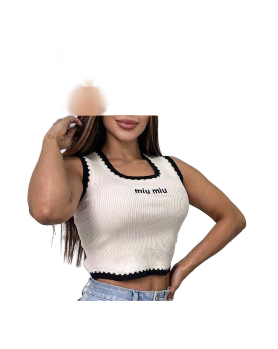 Crop Top Mujer - Tejido Acanalado con Ribete Contraste