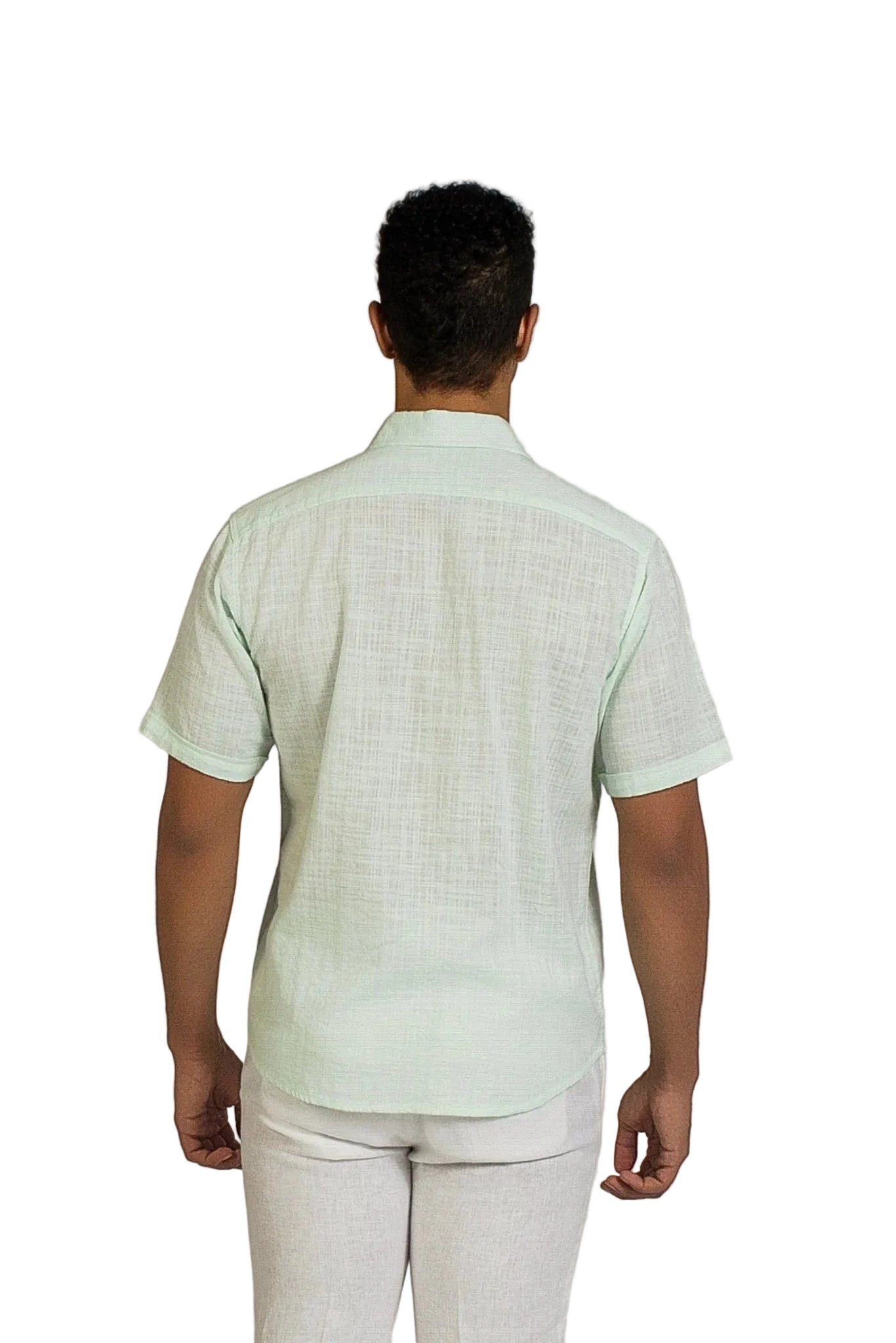 Men's S/S Light Mint Solid Button Down Crosshatch Shirt