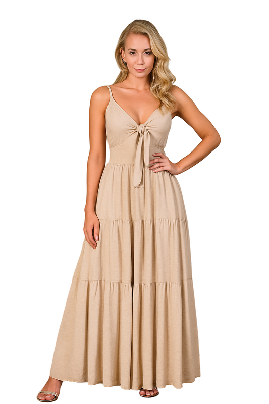 Vestido Maxi Beige Elegante - Fluido y Versátil