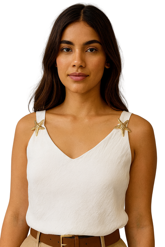 Italian Starfish detail white blouse