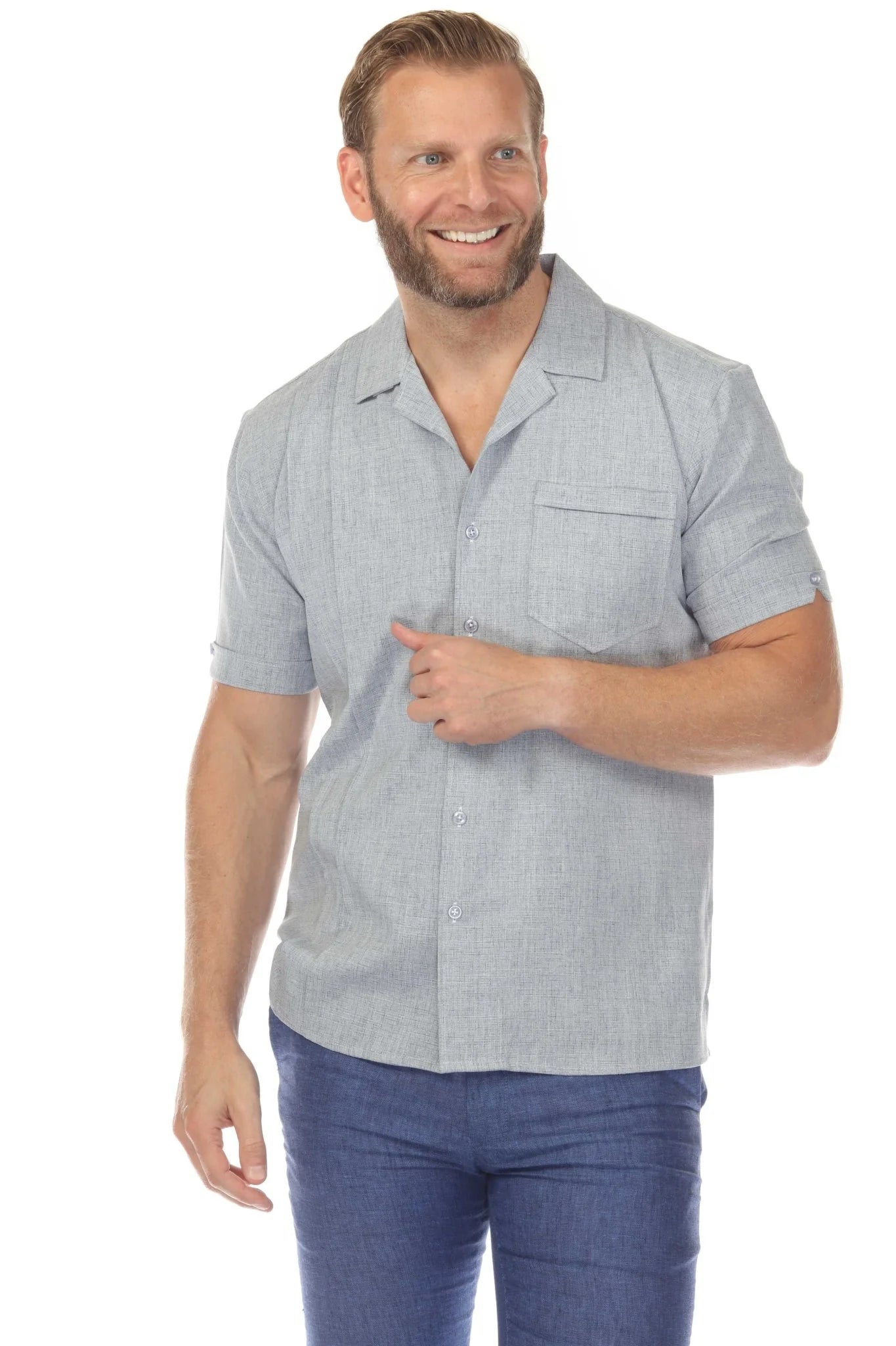 Men's S/S One Pocket Retro Shirt with Pleating