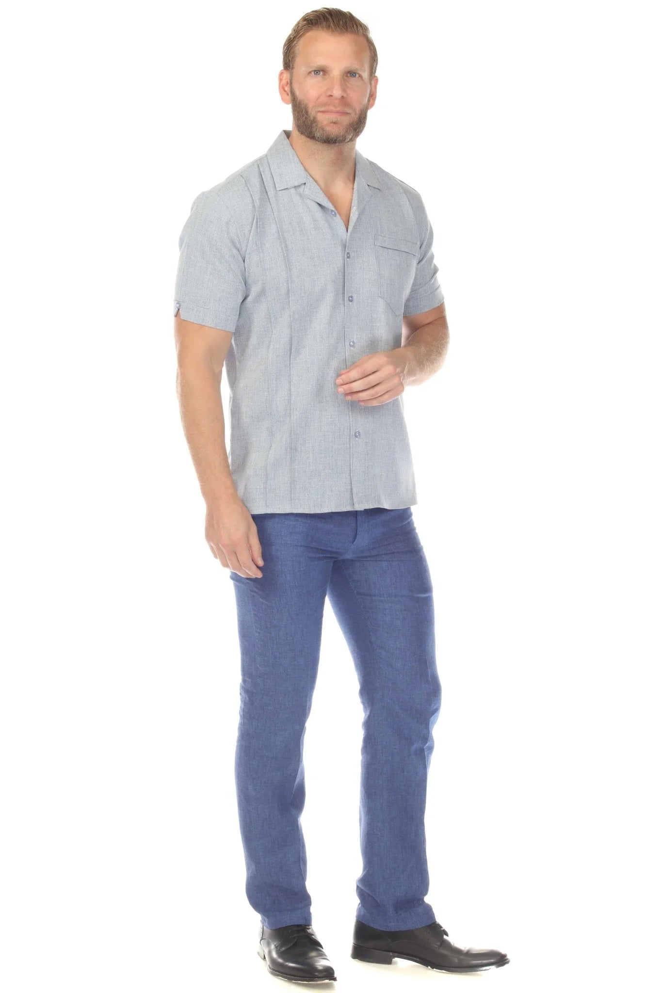 Men's S/S One Pocket Retro Shirt with Pleating