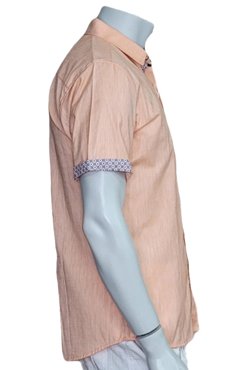 Bohio Men's Short Sleeve Linen Shirt - Orange