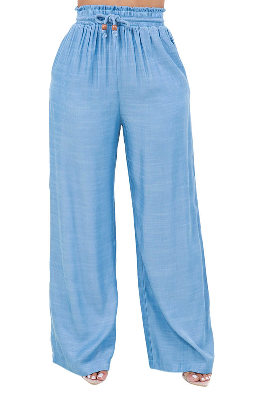 Women's Casual  Resort Wear Palazzo Pant with Drawstring Waist Rayon Blend