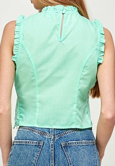 Blusa Verde Menta con Encaje