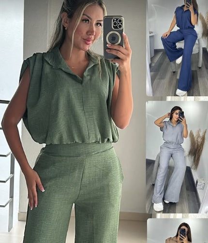Set Casual con Pantalón Acampanado – Comodidad y Estilo en Uno