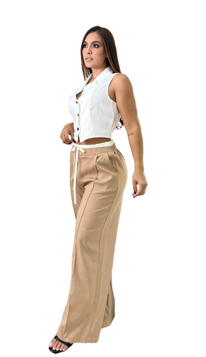 Pantalón Linen Elegance + Chaleco White Chic Set