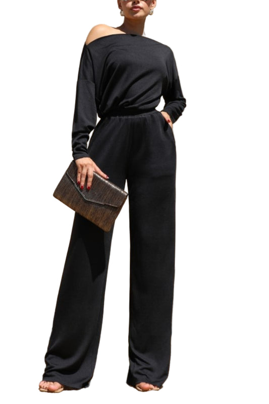Jumpsuit Elegante Off Shoulder Negro