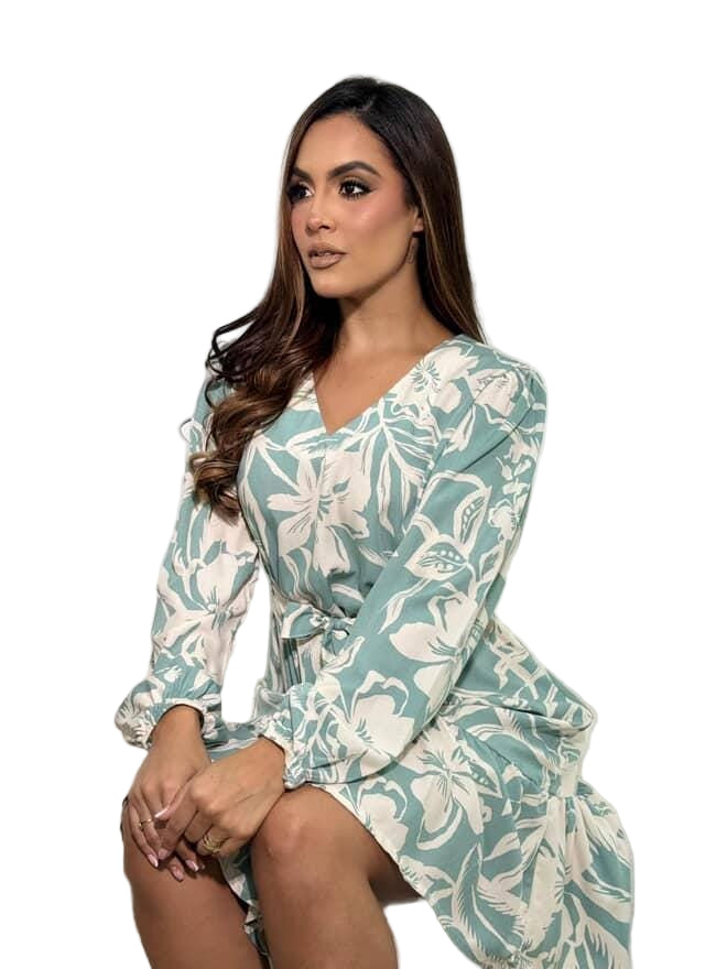 Vestido floral con lazo en la cintura