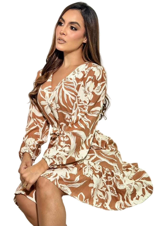 Vestido floral con lazo en la cintura