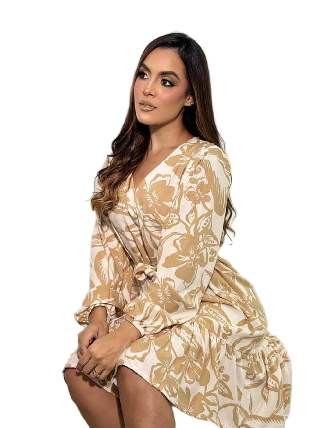 Vestido floral con lazo en la cintura