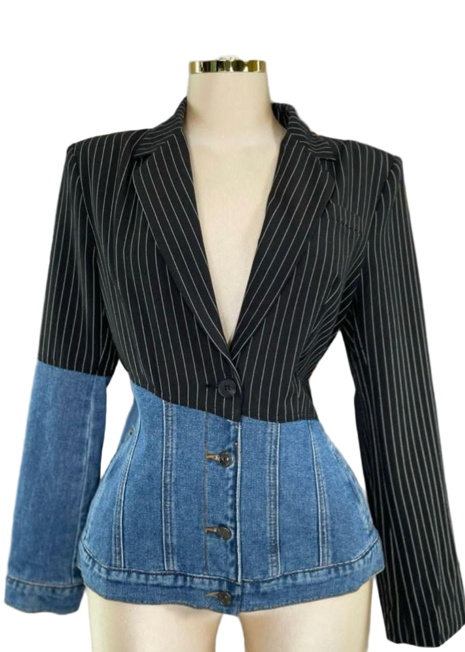 Blazer Corset Denim & Rayas