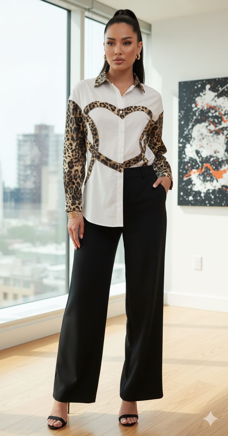 Animal Print Heart Blouse