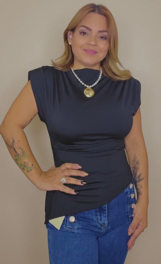 Blusa Negra Elegante Italiana