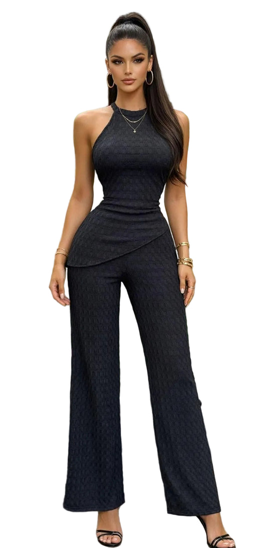 Conjunto Halter Negro Elegante de Dos Piezas MUY MUY