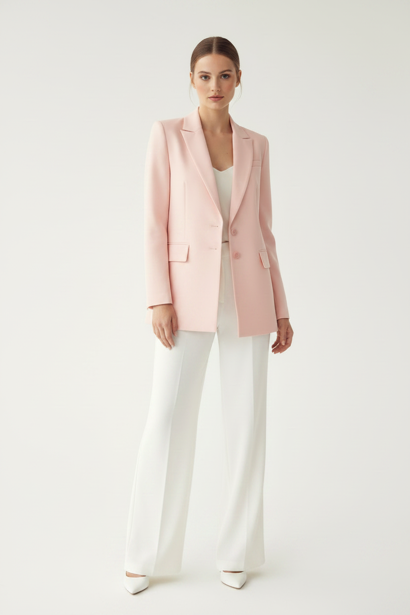 Italian Blush Rose Pale Blazer on Model