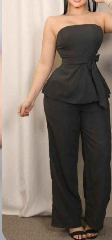 Set Elegant Strap - Top Peplum y Pantalón Elegante