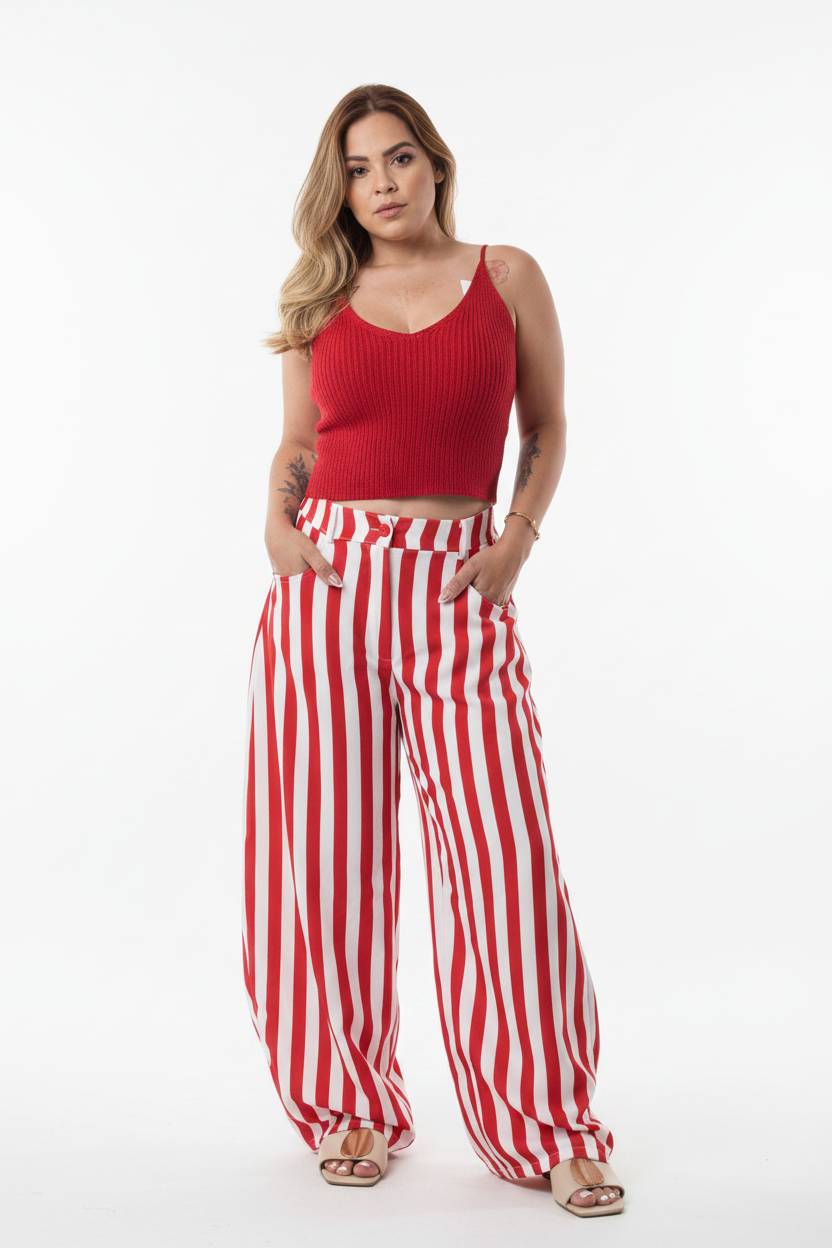 Top Tejido Crop Rojo - Foto Profesional